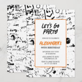 99歳モダンの誕生日招待状メンズグラフィティ 招待状 (正面/裏面)