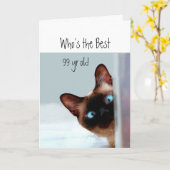 99歳最高のの猫猫ユーモア カード (黄色い花)