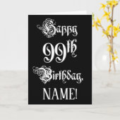 99番目の誕生日: ファンシー、スクリプエレガントト+名前をカスタムする カード (黄色い花)