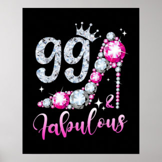 99誕生日ハイヒールシューズクラウンダイヤモンド ポスター