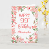 99誕生日ピンクピーチピオニーズウォーターカラーフローラ カード (黄色い花)
