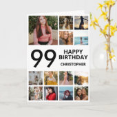 99誕生日フォトコラージュ13枚白黒 カード (黄色い花)