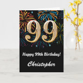 99誕生日レインボー花火ブラック&金ゴールド カード (黄色い花)