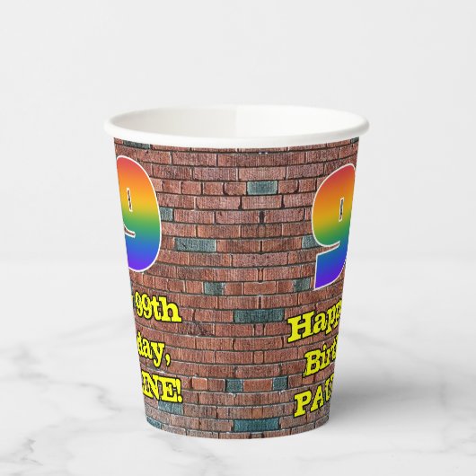 99誕生日:おもしろいグラフィティインスパイア・レインボー99 紙コップ (左)
