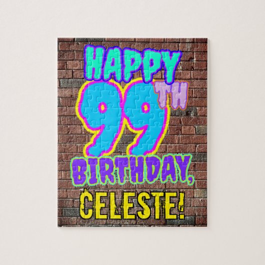 99誕生日~おもしろい、アーバングラフィティインスパイアルック ジグソーパズル (縦)