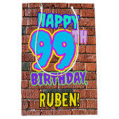 99誕生日:おもしろい、アーバングラフィティインスパイアルック ミディアムペーパーバッグ (正面)