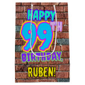 99誕生日:おもしろい、アーバングラフィティインスパイアルック ミディアムペーパーバッグ (裏面)