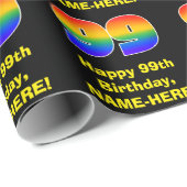 99誕生日:おもしろい、カラフルレインボーインスパイア# 99 ラッピングペーパー (ロールコーナー)