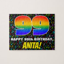 99誕生日—おもしろい、カラフル音楽シンボル、99」