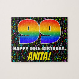 99誕生日—おもしろい、カラフル音楽シンボル、99」 ジグソーパズル