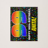 99誕生日—おもしろい、カラフル音楽シンボル、99」 ジグソーパズル (縦)