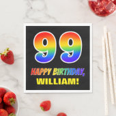 99誕生日:はっきりした,おもしろい,シンプル虹, 99 スタンダードランチョンナプキン (インサイチュ)