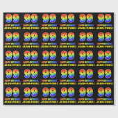 99誕生日:はっきりした,おもしろい,シンプル虹, 99 ラッピングペーパー (フラット)