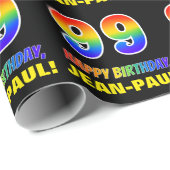 99誕生日:はっきりした,おもしろい,シンプル虹, 99 ラッピングペーパー (ロールコーナー)