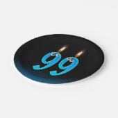 99誕生日（ろうそく火の付いた数字） ペーパープレート (アングル)