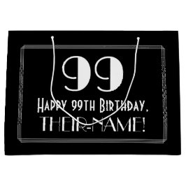 99誕生日:アールデコインスパイアスタイル「99」、名前 ラージペーパーバッグ