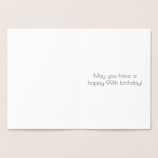 99誕生日~アールデコスタイル「99」と名前をカスタムする 箔カード (内部)