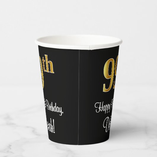 99誕生日-エレガント高級フェイク金ゴールドルック# 紙コップ (右)