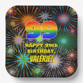 99誕生日:カラフルおもしろい祝賀花火 ペーパープレート (正面)