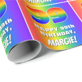 99誕生日:カラフル、おもしろいレインボーパターン# 99 ラッピングペーパー (ロールコーナー)