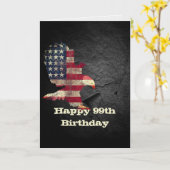 99誕生日・カード用の国旗とハゲ・イーグル カード (黄色い花)