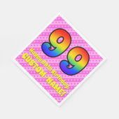 99誕生日：ピンクストライプのハート、レインボー# 99 スタンダードランチョンナプキン (角)
