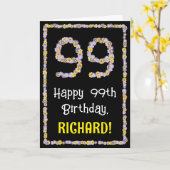 99誕生日:フローラ花数名前をカスタムする カード (黄色い花)