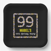 99誕生日:フローラ花数名前をカスタムする ペーパープレート (正面)