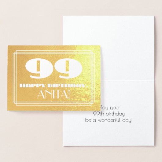 99誕生日：名前+インスパイアアールデコLook "99" 箔カード (ディスプレー)