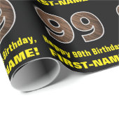 99誕生日：名前&フェイク木目パターン「99」 ラッピングペーパー (ロールコーナー)