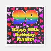 99誕生日：愛するハートパターン、虹# 99 スタンダードランチョンナプキン (正面)