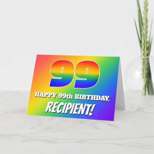 99誕生日:数々の色レインボーパターン# 99 カード (正面)
