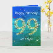 99誕生日 – 星の数 – 青い緑 – 年齢99 カード (黄色い花)