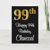 99誕生日~豪華エレガントなフェイク金ゴールド カード (正面)