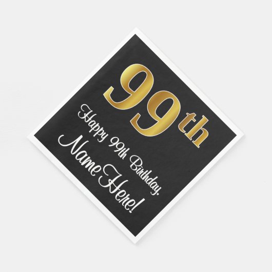 99誕生日～豪華エレガントなフェイク金ゴールド スタンダードランチョンナプキン (角)