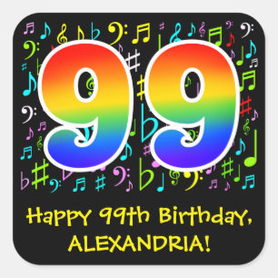 99誕生日:音カラフル楽シンボル、Rainbow 99 スクエアシール