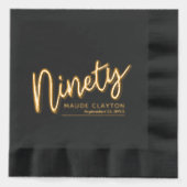 990th誕生日パーティー金ゴールドブラック 箔ナプキン (正面)