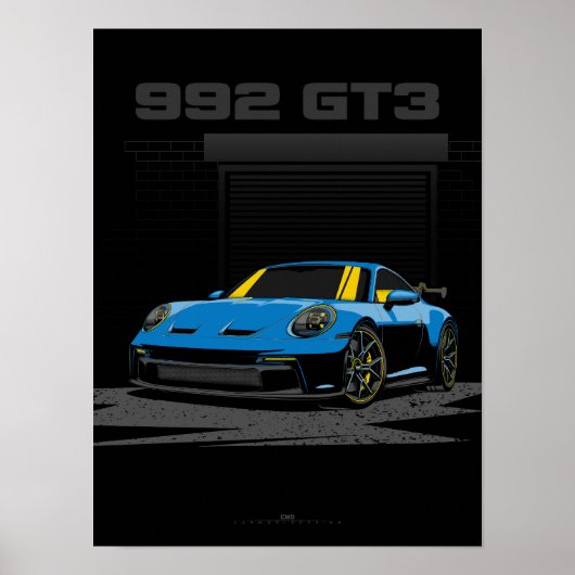 992 GT3ブルーイラストレーション ポスター (正面)