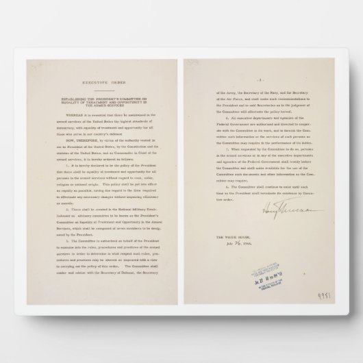 9981行政命令 フォトプラーク (正面)