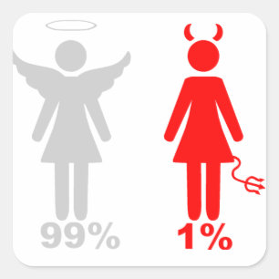 99%の天使1%の悪魔の女性 スクエアシール