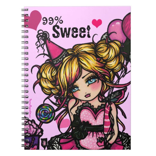 99%の甘いパーティーの妖精の誕生日の女の子のピンクのノート ノートブック (正面)