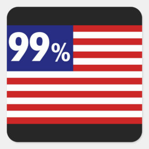 99%の米国旗- Occupy wall street スクエアシール