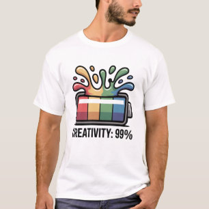 99%クリエイティビティバッテリー・スプラッシュ 面白アーティスト Tシャツ