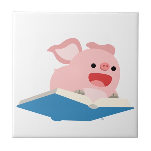 99.本飛んでいると漫画の豚のタイル タイル (正面)