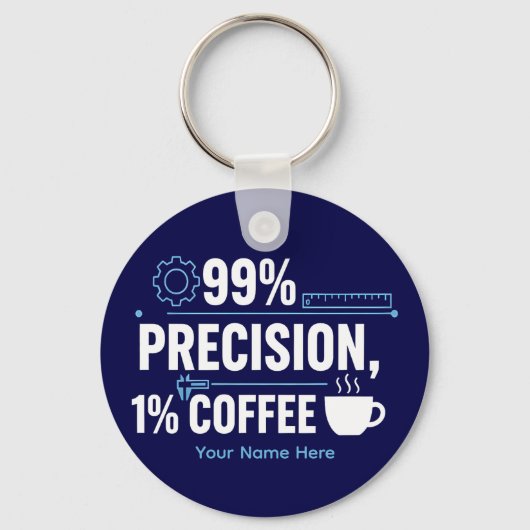 99%正確で1%コーヒー おもしろ品質エンジニア キーホルダー (正面)