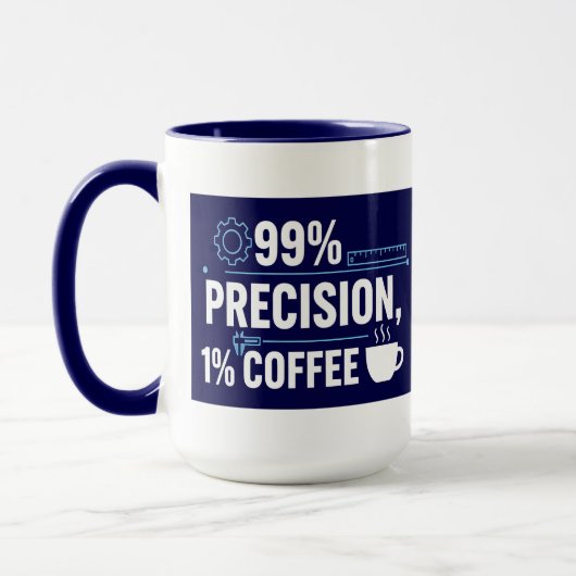 99%正確で1%コーヒー おもしろ品質エンジニア マグカップ (左)