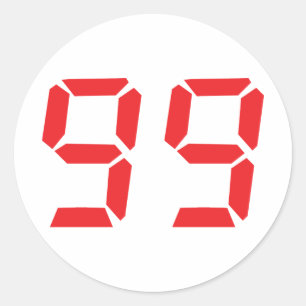 99 99の赤の目覚し時計のデジタル数 ラウンドシール