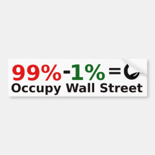 99% - 1% =特異性、Occupy wall street バンパーステッカー