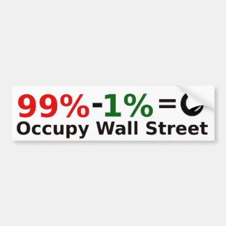 99% - 1% =特異性、Occupy wall street バンパーステッカー