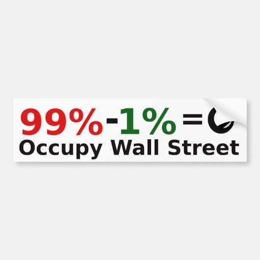 99% - 1% =特異性、Occupy wall street バンパーステッカー (正面)